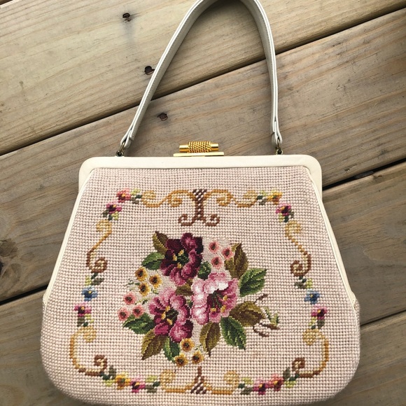 Vintage Needlepoint Handbag - Picture 2 of 10